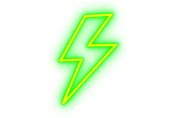 Lightning bolt with glowing green shape and yellow stroke for energy concepts