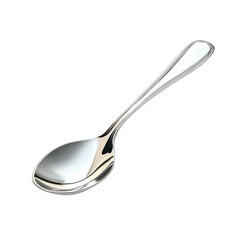 Polished silver spoon with elegant handle design isolated on a transparent background