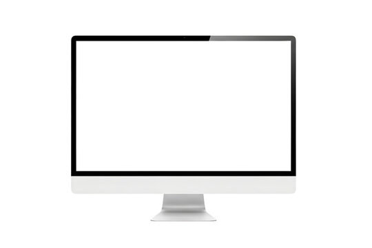 Modern computer monitor with a blank white screen isolated on transparent background