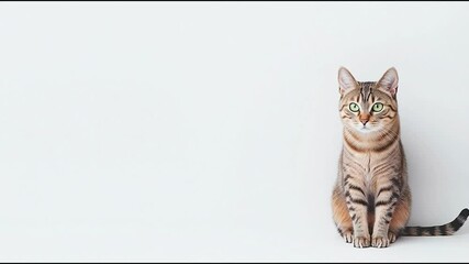 A serene tabby cat sitting elegantly, exuding an air of calm confidence - Powered by Adobe