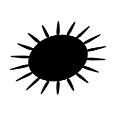 Stylized vector illustration of a black sun with sharp rays of light