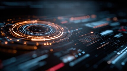 Abstract futuristic digital background with glowing elements and circuit patterns for technology themes