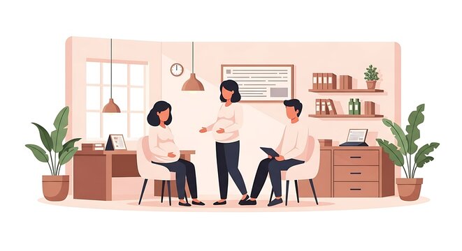 Consultation session for pregnant women with a doctor or healthcare professional