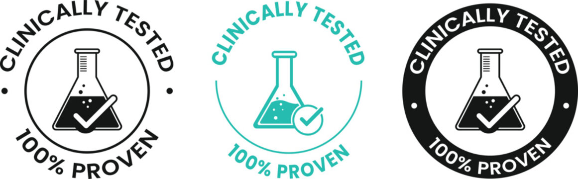Clinically Approved and Tested Badges Vector , Circle and Line Styles