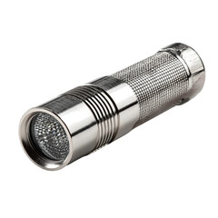 Metallic Torch: A modern, metallic torch shines brightly, its intricate design and functional features showcased against a neutral backdrop.