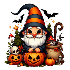 Halloween Gnome Holding Pumpkin