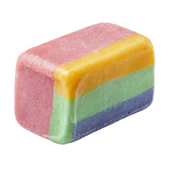 Vibrant Sweet Treat: A close-up shot of a delightful multicolored confectionary, a spectrum of cheerful hues, promising a burst of sweetness and flavor.