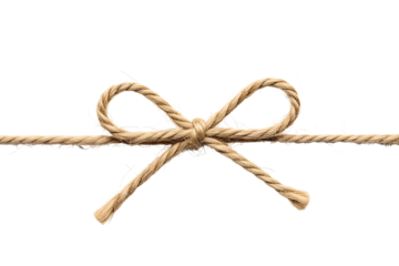 A bow made of twine tied on a string isolated on transparent background