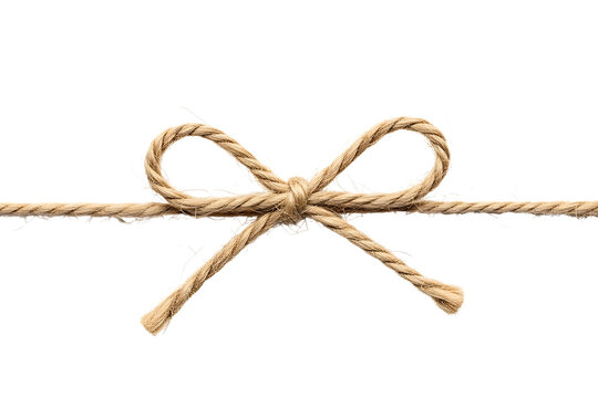 A bow made of twine tied on a string isolated on transparent background