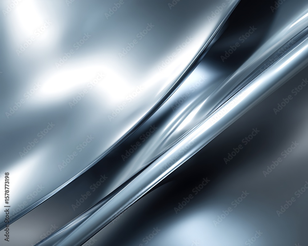 Fototapete abstract rendering of chrome curved surface