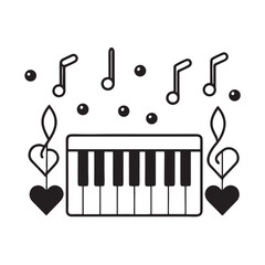 piano keys with heart