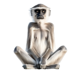 A monkey is sitting on a white background