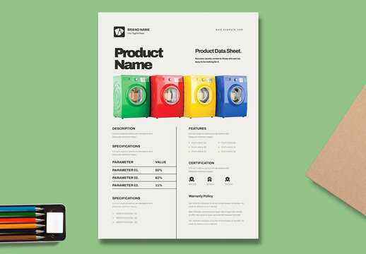 Product Data Specification Sheet Template