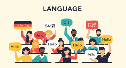 Diverse People Learning Languages and Saying Hello