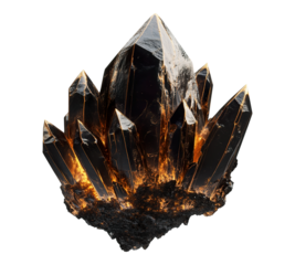 A large black crystal with a golden hue