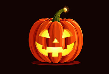Pumpkin lantern glowing for Halloween on dark background  