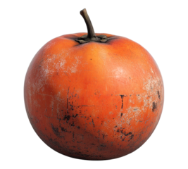 A small orange fruit with a stem on top