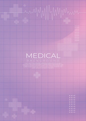 Modern Medical Background Gradient with Abstract Health Cross and Heartbeat Line Design