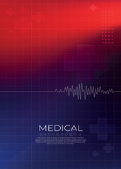 Medical Gradient Background with Heartbeat Line – Modern Healthcare and Hospital Poster Design Template