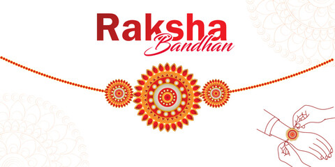 Happy Raksha Bandhan celebration banner, poster or creative card design, vector illustration.