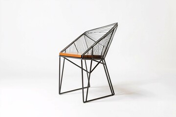 Sleek minimalist wireframe chair with an open design, ideal for modern interiors, captured against a clean white background.
