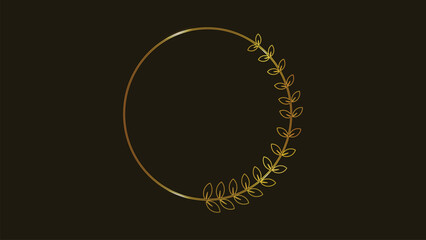 Golden laurel circle. Minimalist vector art. Elegant graphic design. Decorative laurel logo. Refined circle vector. Award symbol art. Classy laurel design. Brown background graphic. Premium laurel.