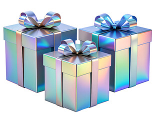Obraz premium 3D Holographic Gift Package Trio in Square and Rectangular Shapes
