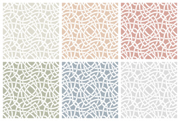 Abstract geometric seamless pattern set in pastel colors collection for design