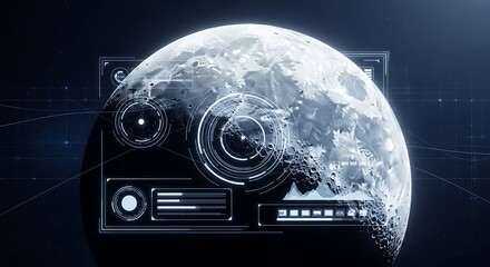 Digital rendering of Earth with a futuristic user interface overlay, displaying data and connectivity networks in a high-tech, modern design.