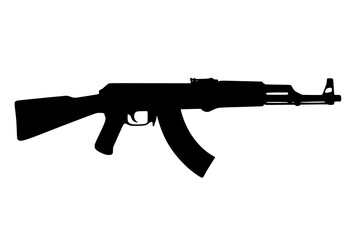 Fototapeta premium Silhouette of a firearm isolated on a white background