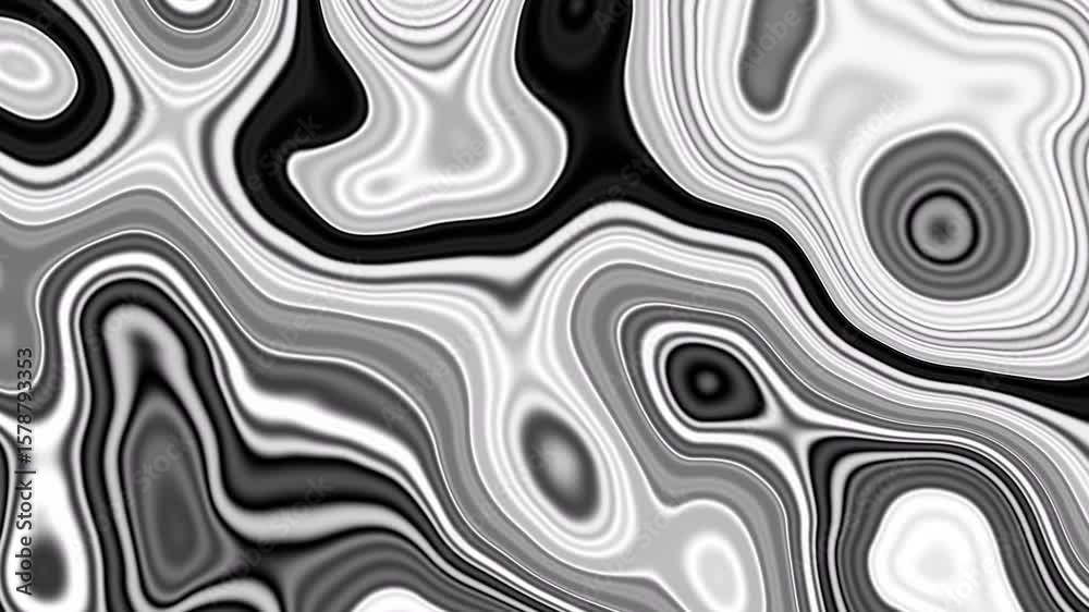Poster liquid psychedelic pattern of curved lines. motion. moving liquid pattern with curved lines. spots a