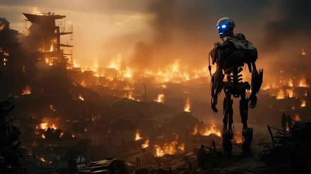 War between robots and people. Frost War. Destruction. Destruction of the earth. Global catastrophe