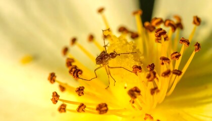 Tiny insect on a white flower