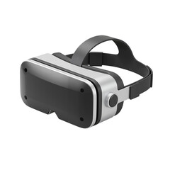 Virtual reality headset with black straps and silver accents  