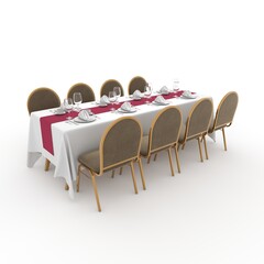 3d render Banquet Table and Chair design element Furniture