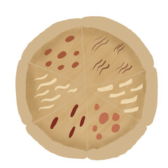 Cartoon Pizza with Assorted Toppings - Flat Illustration