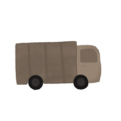Cute Hand Drawn Brown Truck for Kids - Illustration