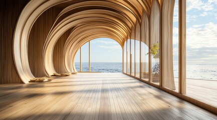 Obraz premium Wooden archway, ocean view