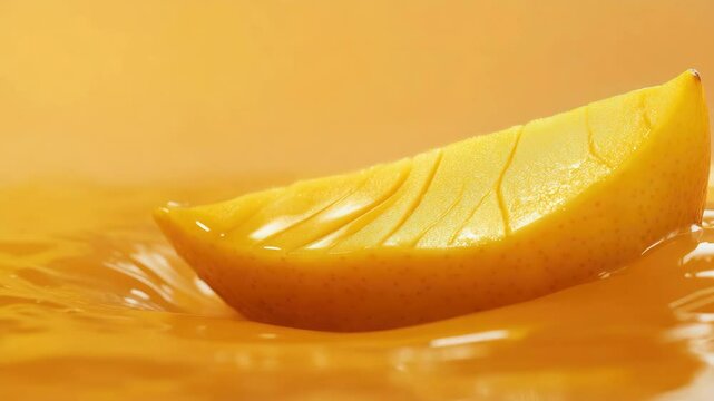 Hand holding orange slice, squishing it to pour fresh juice into glass.