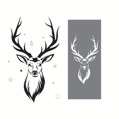 Deer Graphic Black Animal Art Wild Deer Design