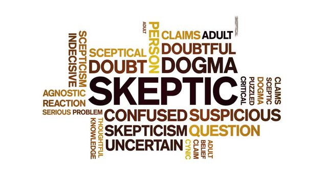 Skeptic animated word cloud-text design animation tag kinetic typography seamless loop.