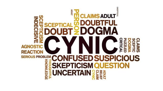 Cynic animated word cloud-text design animation tag kinetic typography seamless loop.