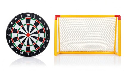 Isolated dartboard and goal post sports equipment perfect for games and competitions fun