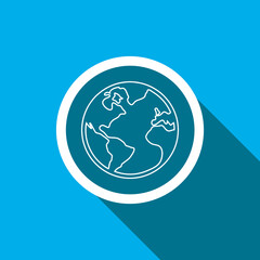 Globe Icon Vector. Earth icon vector in trendy flat style. Planet icon image, Planet icon illustration isolated on blue background