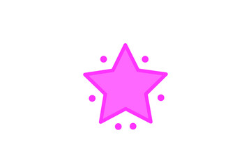 Bright pink five pointed star with dotted circle for celebration, awards, or fun decorations on transparent background