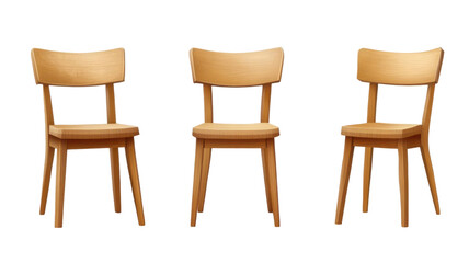 Classic wooden chair with natural texture and elegant design isolated on white background