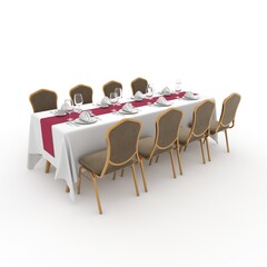 3d render Banquet Table and Chair design element Furniture