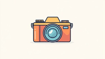 The stock photo shows a clean, minimalist camera icon in shades of blue.