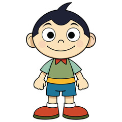Obraz premium Cute Boy Cartoon Character Illustration