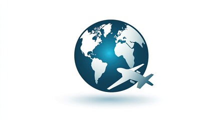 Fototapeta premium The stock photo shows a globe with an airplane superimposed on it, representing travel and global connections.